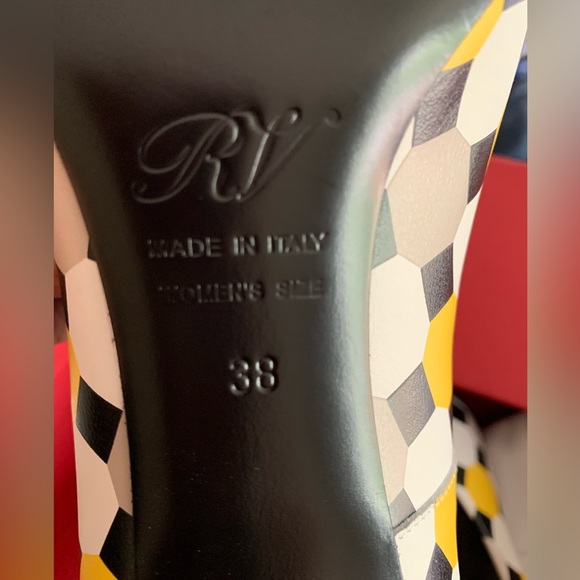 Roger Vivier Handcrafted Dec Sphere Palazzo Hexagon BNIB Sz 38 Made In Italy - Picture 2 of 16